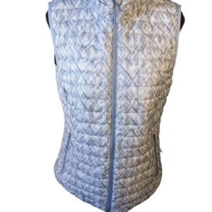 Eddie Bauer Down Filled Women's Blue Quilted Vest Size S Flaw